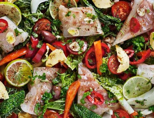 Fish With Vegetables Baked In Foil